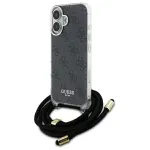 Guess GUHCP16SHC4SEK iPhone 16 6,1 inch Black Hardcase Crossbody Cord 4G Print