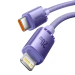 Baseus Crystal Shine Series USB-C į Lightning greito įkrovimo ir duomenų kabelis 20W 1,2m violetinis (CAJY000205)