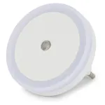 ENTAC LED naktinė lemputė 0,5W apvali &scaron;ilta balta su prieblandos jutikliu