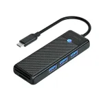 ORICO PAPW3AT-U3 4 prievadų USB 3.0 &scaron;akotuvas su SD/MicroSD kortelių skaitytuvu, 1,8 m kabeliu, juodas