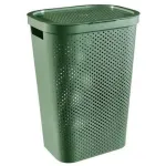 CURVER Infinity Recycled 60L skalbinių dėžė, žalia, 44x35x60 cm, ventiliuojama i&scaron; perdirbto plastiko su dangčiu ir rankenomis