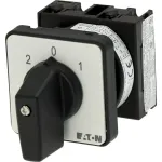 Eaton T0-1-15421/E kum&scaron;telinis jungiklis, 1 polius, ON-OFF, 20 A, 690 V AC, svirtinė rankenėlė, juodas, priekinė plok&scaron;tė 48x48 mm 095806