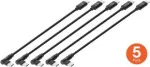 Manhattan USB-C įkrovimo kabelis 20 cm, 60 W, 1 kampinis ir 1 tiesus ki&scaron;tukas (5 vnt.), juodas