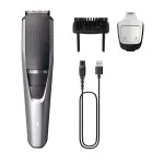 Barzdos kirpimo ma&scaron;inėlė Philips BEARDTRIMMER Series 3000 BT3239/15, 0,5&ndash;10 mm, 20 ilgio nustatymų, įkraunama USB, juoda/sidabrinė