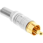 InLine RCA metalinis ki&scaron;tukas litavimui, sidabrinis, baltas žiedas, 6 mm kabeliui
