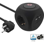 InLine Charging Cube 16499B 3x įžemintas lizdas 2x USB-C 2x USB-A juodas 2m