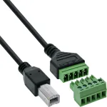 InLine 92504I laidas su USB-B / gnybtų bloku, 5 kontaktų, juoda, žalia