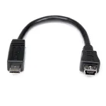 StarTech.com 6 colių Micro USB į Mini USB adapterio laidas M/F, 0,15 m, Mini-USB B, Micro-USB A, Ki&scaron;tukas/Lizdas, Juoda