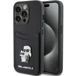 Karl Lagerfeld KLHCP15LSAPKCNPK iPhone 15 Pro 6.1 Black Hardcase Saffiano Cardslot Karl & Choupette Metal Pin