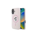 Karl Lagerfeld iPhone 16 Plus 6,7 col. Silikoninis kietas dėklas su žiedu ir MagSafe &ndash; Rožinis