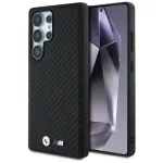 BMW Leather Carbon MagSafe Dėklas, skirtas Samsung Galaxy S25 Ultra, juodas