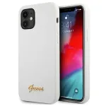 Guess GUHCP12SLSLMGWH iPhone 12 Mini 5,4 inch White Hardcase Metal Logo Script