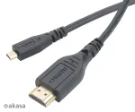 Akasa 1,5 m auk&scaron;tos spartos HDMI su Ethernet laidu &ndash; HDMI A tipo (standartinis) į Micro HDMI &ndash; 4K &ndash; juoda