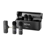 BOYA BY-V4 belaidė mikrofonų sistema 2,4 GHz su 4 siųstuvais ir 1 imtuvu (3,5 mm jungtis), juoda