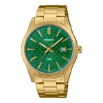 CASIO MTP-VD03G-3AUDF Vyri&scaron;kas analoginis kvarcinis laikrodis, 48 mm, žalias ciferblatas, nerūdijantis plienas