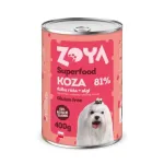 &Scaron;lapias &scaron;unų ėdalas ZOYA Superfood Ožka 400 g &ndash; pilnavertis suaugusių &scaron;unų ėdalas su ožkiena, 400 g skardinė