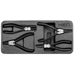 NEO TOOLS Circlip replių rinkinys, 4 vnt., vidinėms/i&scaron;orinėms, tiesios ir lenktos, CrV plienas, 180 mm, T&Uuml;V sertifikuotas
