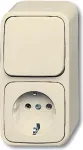 BUSCH-JAEGER Duro 2000 AP Schuko ki&scaron;tukinis lizdas, pavir&scaron;inio montavimo, 1 vietos, alpinės baltos spalvos