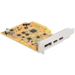 Delock 90161 PCI Express x4 kortelė su 2 x i&scaron;oriniais USB Type-C 10 Gbps lizdais, 1 x su DP Alt Mode