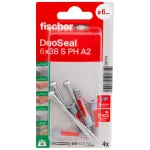 fischer DuoSeal 6 x 38 S PH TX A2 K NV sieninis kai&scaron;tis su tarpine, 4 vnt. rinkinys 557731