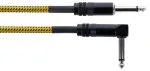 Cordial 14776 Instrumentinis kabelis 6,3 mm mono jack &ndash; 6,3 mm mono jack, 3 m, juodas/geltonas tekstilinis