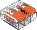WAGO 221-413 COMPACT jungiamasis gnybtas, 3 laidininkų, 0,2&ndash;4 mm&sup2;, permatomas, 50 vnt. pakuotė