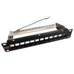 IT-BUDGET 10 inch tu&scaron;čias patch panelis Keystone moduliams - 12 portų - ekranuotas - 1U - neužpildytas - juodas (90ITB10MT12PS)