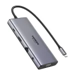 Ugreen CM639 USB-C &scaron;akotuvas, HDMI, VGA, 2x USB-C 3.2 10 Gbps, 2x USB, SD/TF, RJ45, Aux 3,5 mm, PD, 4K 60 Hz
