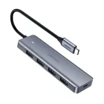 UGREEN 70336 (CM219) USB-C į 4x USB 3.0 skirstytuvas, 5 Gbps, OTG, USB-C maitinimo jungtis, 15 cm laidas, pilkas
