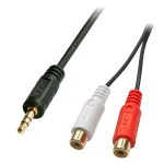 Lindy 35678 Premium audio/vaizdo adapterio kabelis, 3,5 mm stereo ki&scaron;tukas &ndash; 2 x RCA lizdai, ekranuotas, 0,25 m, juodas