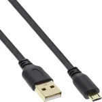 InLine 31705F plok&scaron;čias Micro USB 2.0 kabelis USB A / Micro-B, juodas/auksinis, 0,5 m