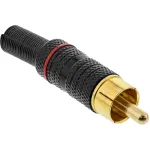 InLine RCA metalinis ki&scaron;tukas litavimui, juodas, raudonas žiedas, 6 mm kabeliui