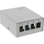 InLine Desktop Consolidation Point Box 4x Keystone RJ45, metalinis, RAL7035