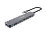 Equip USB-C 6 viename universalus adapteris, HDMI 4K/30Hz, USB-C x4, USB-A x1, 5Gbps, 100W USB PD