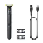 Foilinis skustuvas ir trimeris Philips OneBlade QP1424/10 &mdash; anglies spalvos, maitinamas baterija, 30 min veikimo laikas, barzdos &scaron;ukos