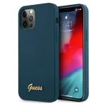 Guess GUHCP12LLSLMGBL Metal Logo Script Hard Case, skirtas Apple iPhone 12 Pro Max, mėlyna