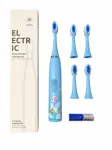 iLike Kids Sonic Electric Toothbrush, Waterproof, 5 Brush Heads (1+4 Replacement Heads), Battery Powered, Soft Bristles, Unicorn Design, Blue