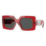 VERSACE VE4478U550087 Moteri&scaron;ki Akiniai nuo Saulės &ndash; Juodas Acetato Rėmelis, Pilki Polikarbonatiniai Lę&scaron;iai, 55 mm Lę&scaron;io Plotis, 100% UV400 Apsauga