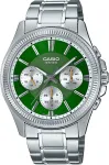 Casio MTP-1375D-3A Vyri&scaron;kas analoginis kvarcinis laikrodis žaliu ciferblatu, nerūdijantis plienas