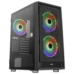 AeroCool Graphite v3 (Graphite-G-BK-v3) ACCM-PB24133.11 juodas Midi Tower korpusas, ATX/MicroATX/Mini-ITX, &scaron;onas i&scaron; grūdinto stiklo, be maitinimo bloko