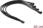 Delock 91342 4 kontaktų PWM ventiliatoriaus &scaron;akotuvas, 1x4 kontaktų lizdas į 3x4 kontaktų ki&scaron;tukus (3 kontaktai užimti), pintas apvijimas, 40 cm, juodas