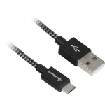 USB 2.0 laidas, USB-A ki&scaron;tukas > Micro-USB ki&scaron;tukas (juoda/pilka, 0,5 m, pintas)