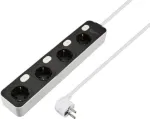 Sygonix SY-6118236 4 vietų maitinimo juosta su ap&scaron;viestu jungikliu, Schuko, 1,5 m kabelis, juoda