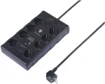 Sygonix SY-4751202 8 vietų apsaugos nuo vir&scaron;įtampių elektros skirstytuvas, juodas, 1,5 m