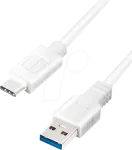 Logilink USB laidas - USB A (ki&scaron;tukas) į USB-C (ki&scaron;tukas) abipusis - USB 3.2 Gen 1 - 3 A - 15 cm - Baltas (CU0172)