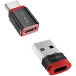 Sąsajų adapteris 4smarts 541615 &mdash; USB Type-A (&scaron;eimininkas) į USB Type-C (i&scaron;vestis), juodas, tiesus ki&scaron;tukas&ndash;lizdas, 2 vnt. pakuotė