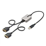 StarTech.com 2ft (60cm) 2 prievadų USB į serijinį adapterio kabelis, keičiami DB9 varžtai/veržlės, COM i&scaron;laikymas, USB-A į DB9 RS232, FTDI, 4 lygio ESD apsauga, Windows/macOS/ChromeOS/Linux &ndash; tvirta TPE konstrukcija