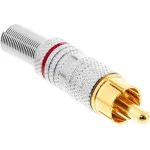 InLine RCA metalinis ki&scaron;tukas lituojamas, sidabrinis, raudonu žiedu, 6 mm kabeliui