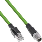 InLine pramoninis tinklo kabelis, M12 8 kontaktų X-koduotas į RJ45 ki&scaron;tuką, Cat.6A PUR 15 m