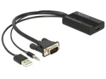 Vaizdo kabelio adapteris DeLOCK 62597 0,25 m HDMI Type A VGA D-Sub 3,5 mm USB Type-A juodas